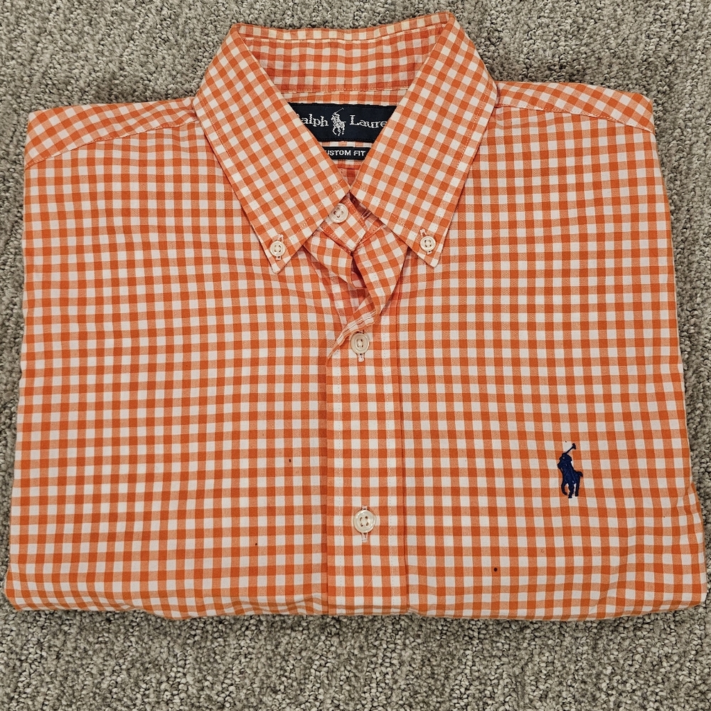 Ralph Lauren Men's Orange Checkered Shirt